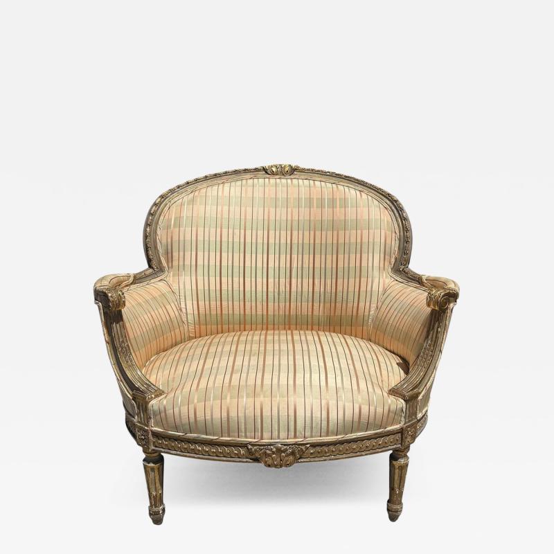 Antique 18th C Louis XV Wide Giltwood Bergere Arm Chair