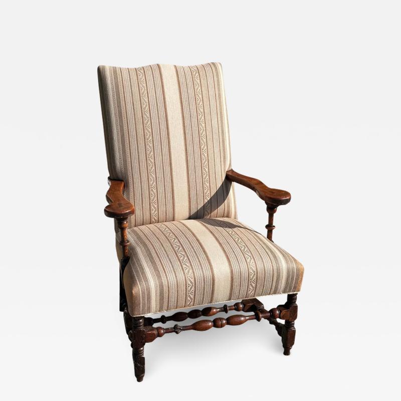 Antique 19c French Country Fruitwood Arm Chair
