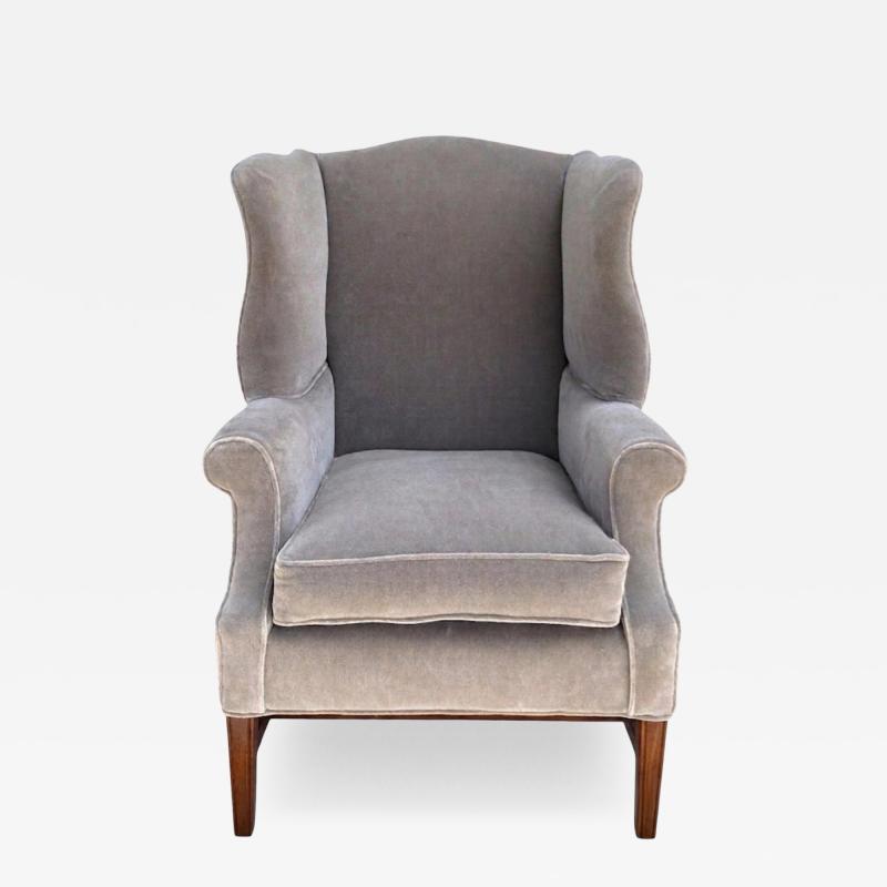 Antique 19c Georgian Wingback Mohair Arm Chair