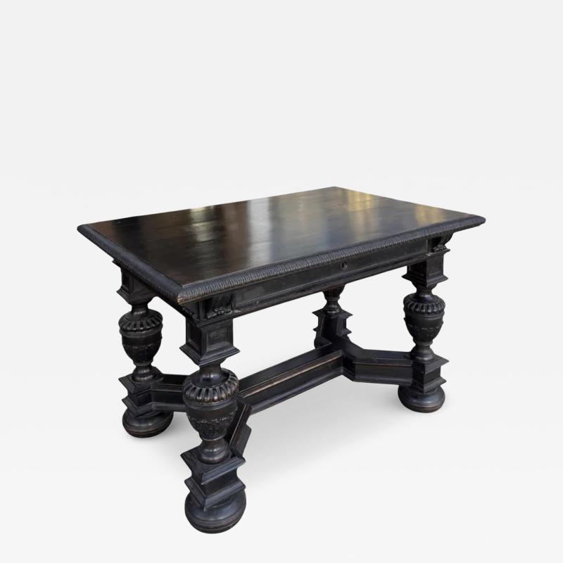 Antique 19c Jacobean Ebony Writing Side or Breakfast Table