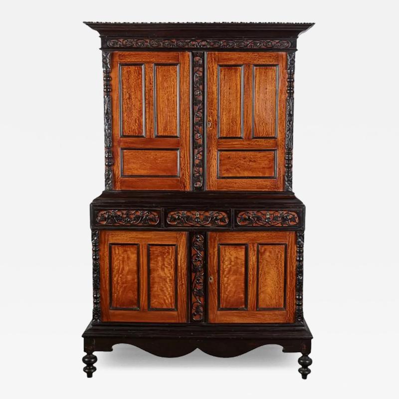 Antique 19th C Ceylonese British Colonial Satin Wood and Ebony Cabinet