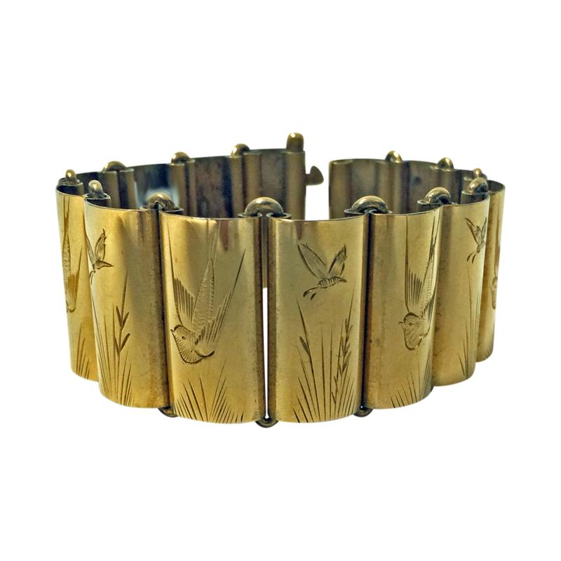 Antique 19th Century Aesthetic Silver Gilt Bracelet English c 1880