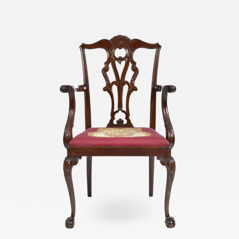 Antique 19th Century English Chippendale Mahogany Armchair 