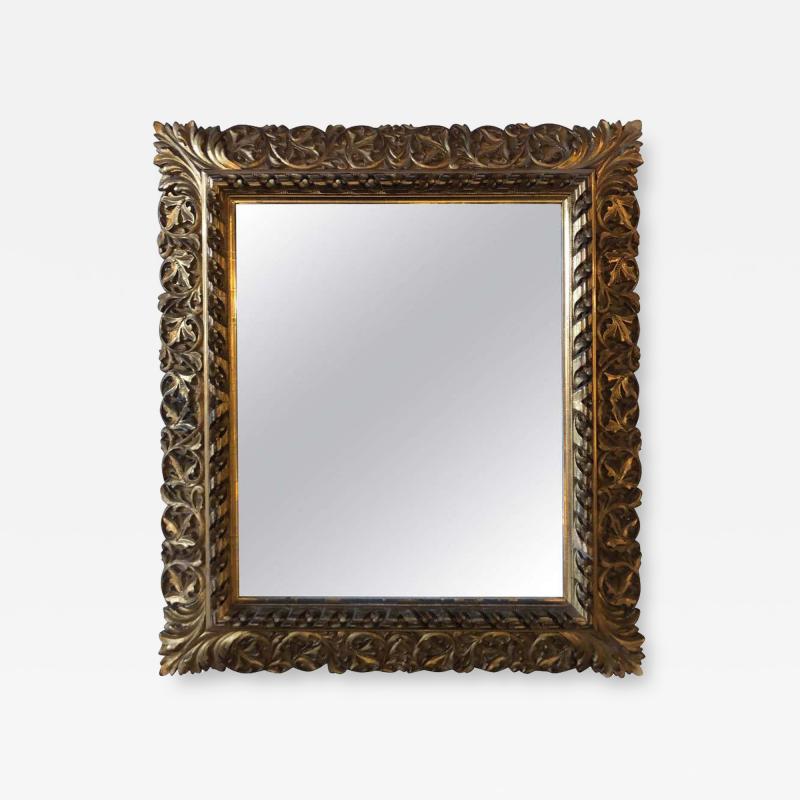 Antique 19th Century Fine Giltwood Mirror with Leaf Vine and Floral Carvings