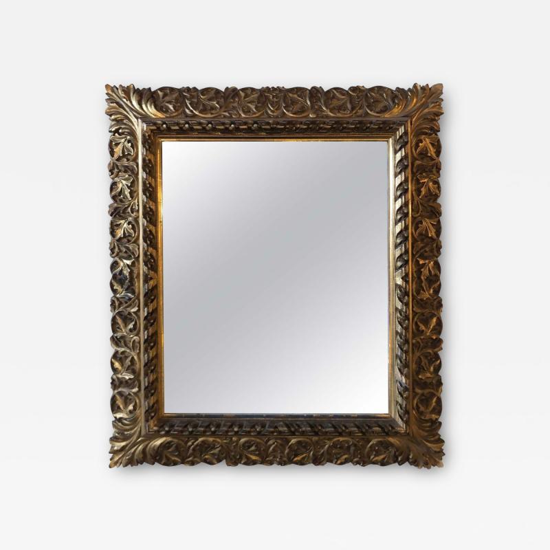Antique 19th Century Fine Giltwood Mirror with Leaf Vine and Floral Carvings