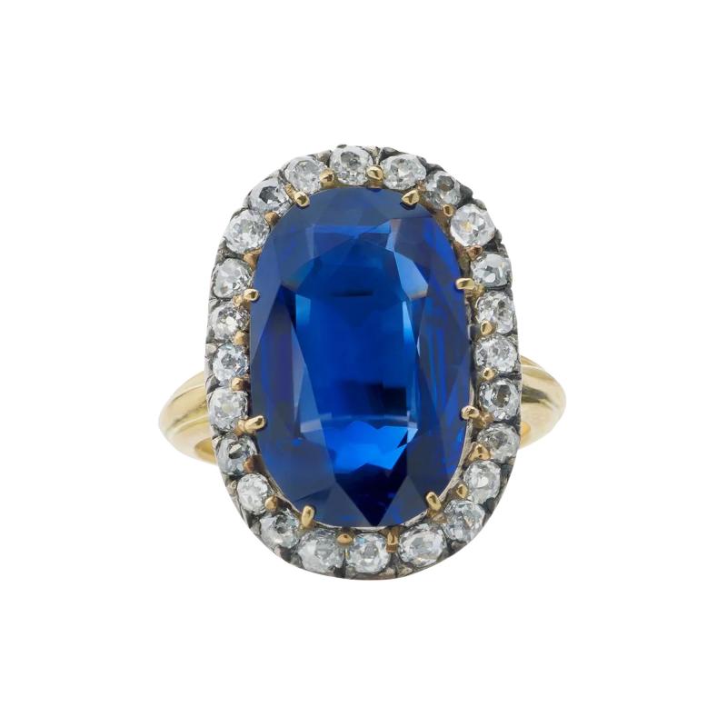 Antique AGL Burma No Heat Sapphire and Diamond Ring