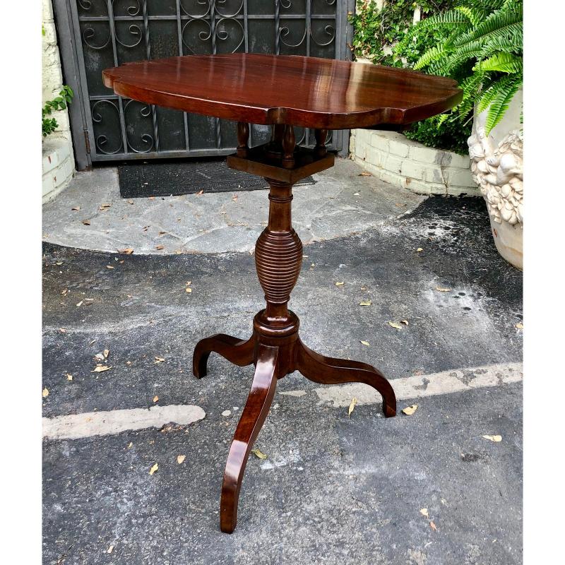 Antique American Federal Mahogany Bird Cage Tilt Top Tea Table