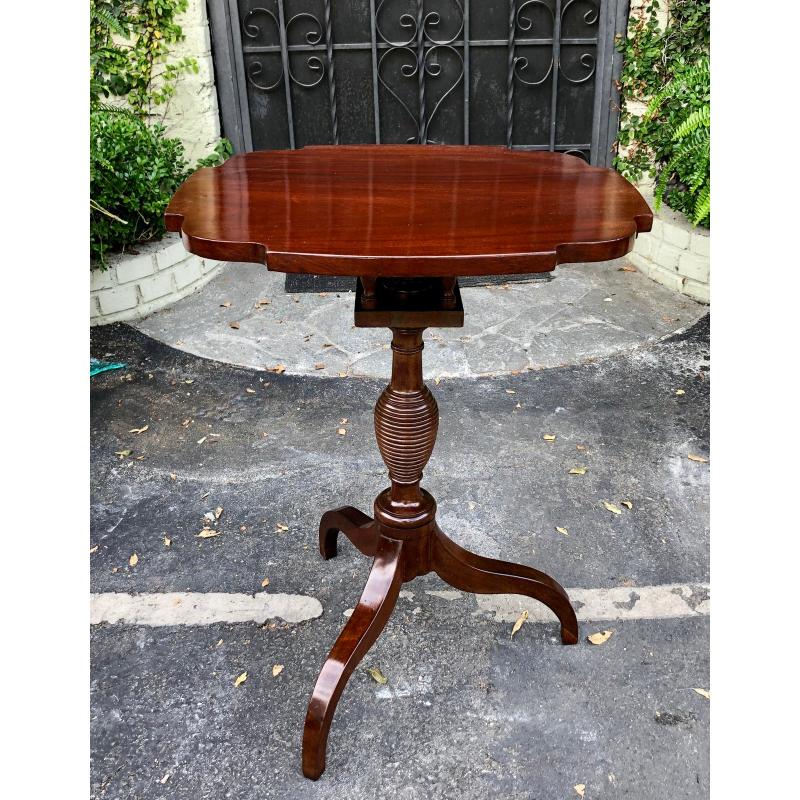 Antique American Federal Mahogany Bird Cage Tilt Top Tea Table