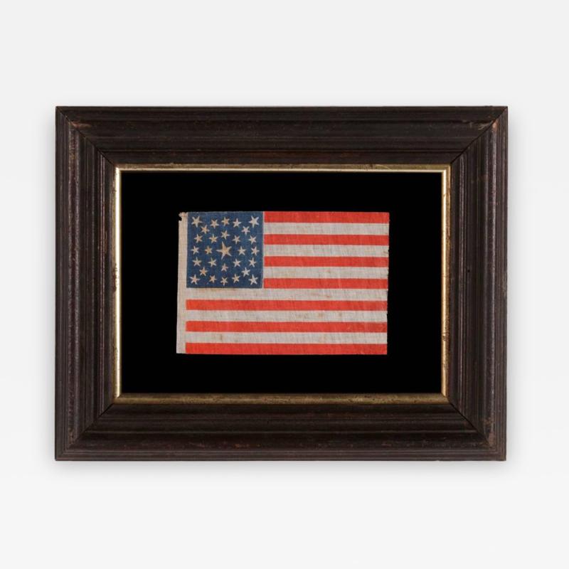 Antique American Flag with 29 Whimsical Stars in a Medallion Configuration