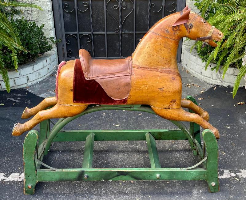 Antique American Folk Art Rocking Horse Interior Design Statement