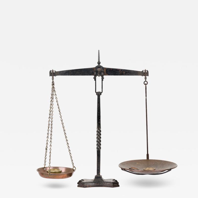 Antique American Iron Balance Weighing Scale with Weights