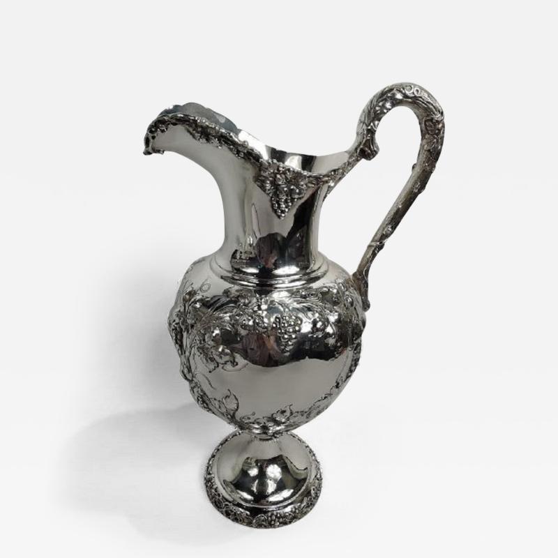 Antique American Sterling Silver Pitcher with Fruiting Grapevine 1894