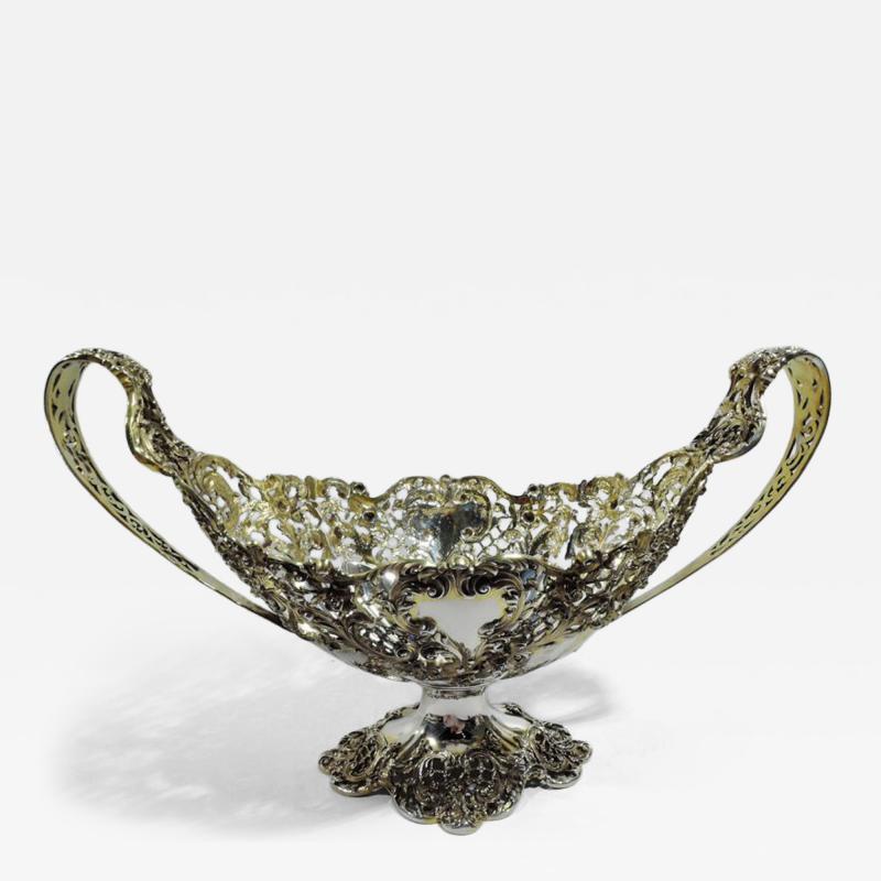Antique American Victorian Rococo Silver Gilt Centerpiece Bowl