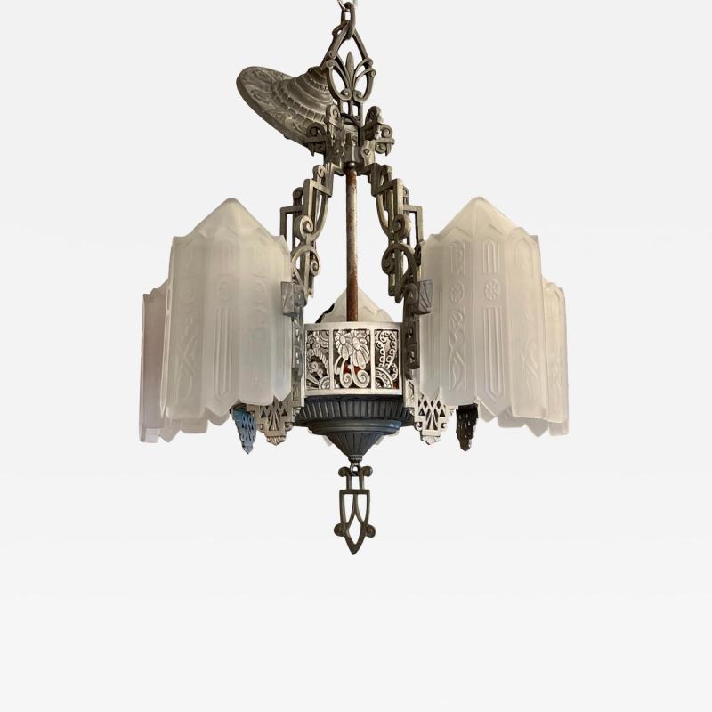 Antique Art Deco 5 Light Chandelier