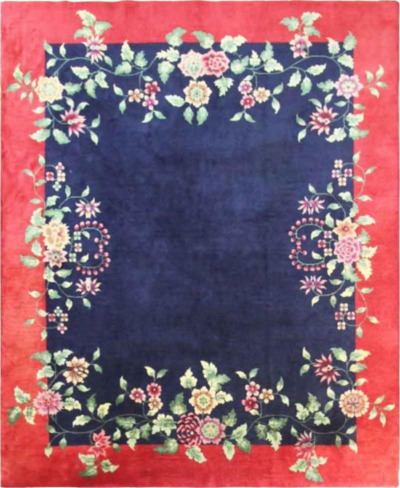 Antique Art Deco Chinese Carpet Amazing Color 79 x 97 