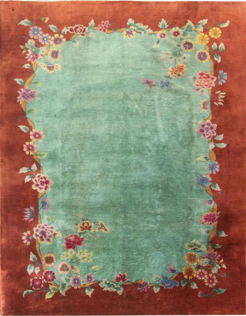 Antique Art Deco Chinese Carpet Most Pleasant 89 x 112 