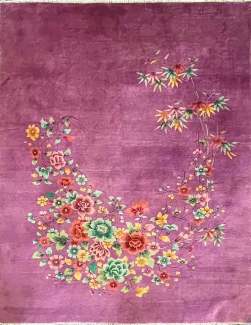 Antique Art Deco Chinese Oriental Carpet Excellent