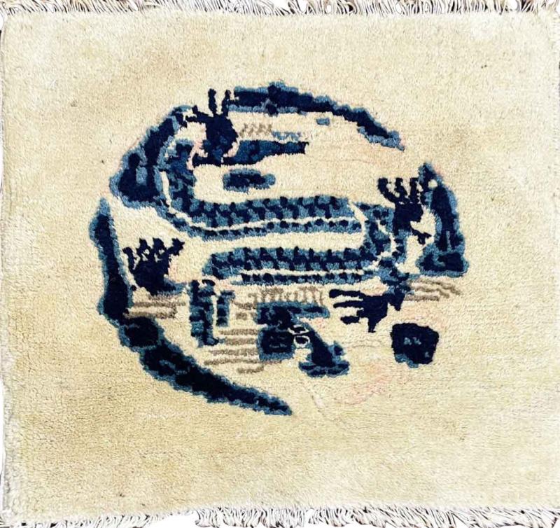 Antique Art Deco Chinese Peking Dragon Rug
