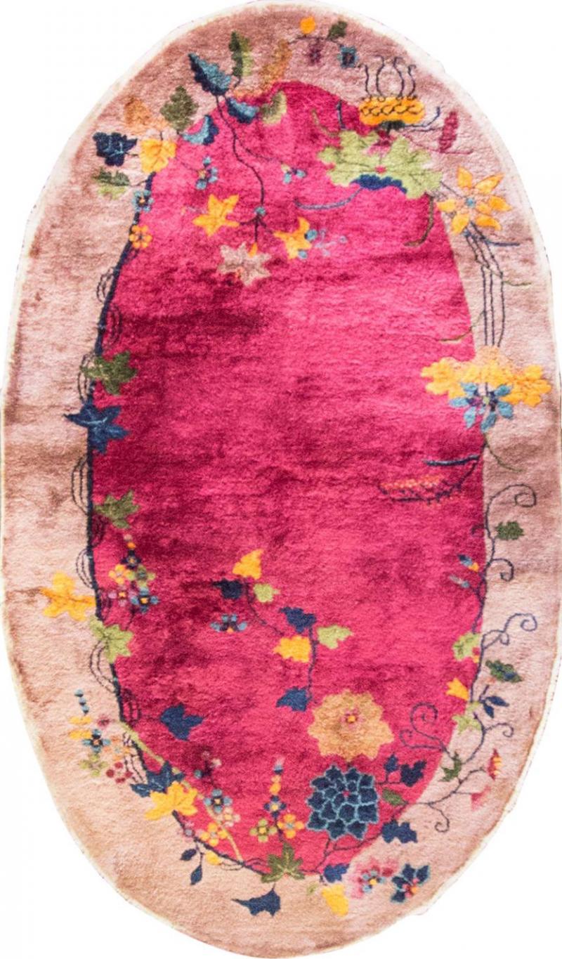 Antique Art Deco Chinese Rug Oval