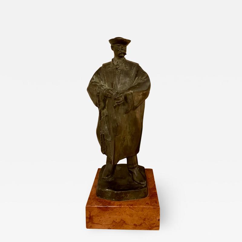 Antique Art Deco Hungarian Bronze Sculpture the Scholar by Laslo Janos Beszedes