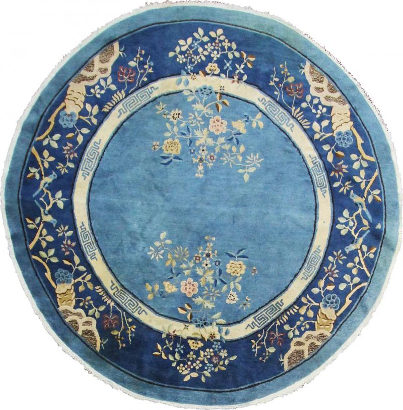 Antique Art Deco Peking Chinese Circular Rug 78 