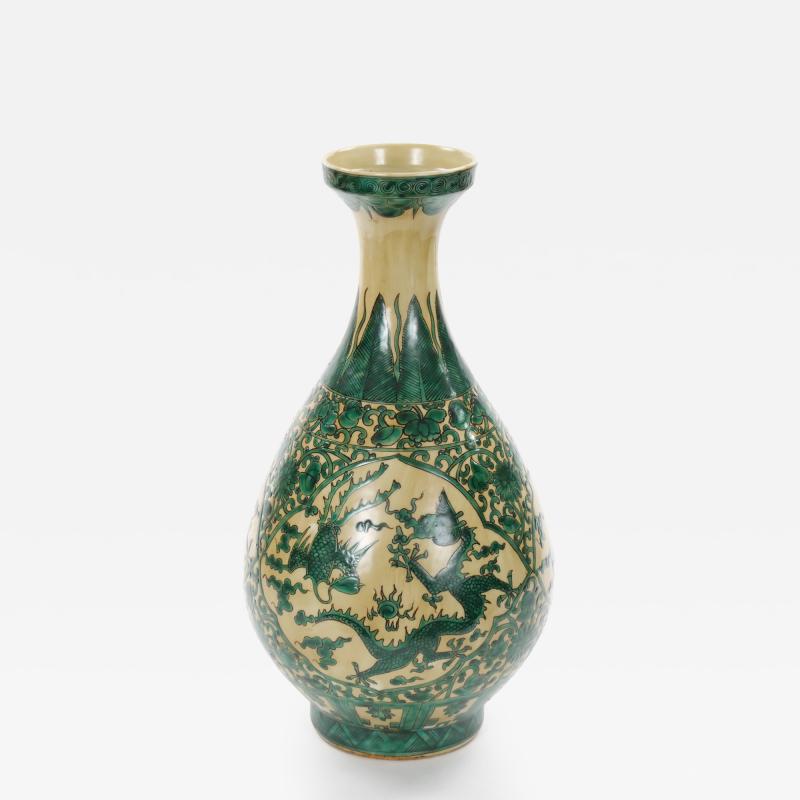 Antique Asian Porcelain Vase Figural Landscape Intricate Foliate Decoration
