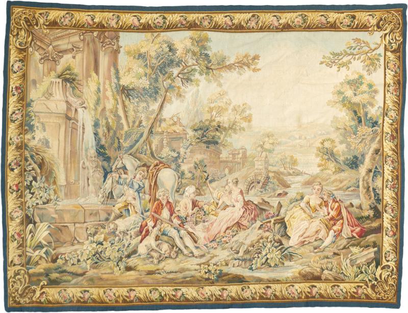 Antique Aubusson Beauvais Pictorial French Tapestry 4 9 x 6 3 
