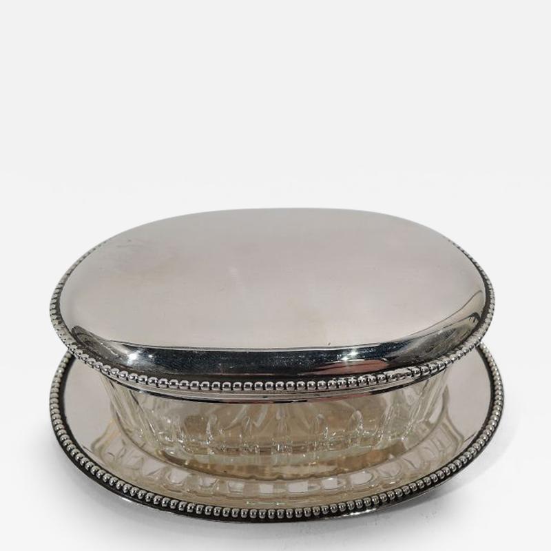 Antique Austrian Classical Silver and Glass Vanity Jar on Stand