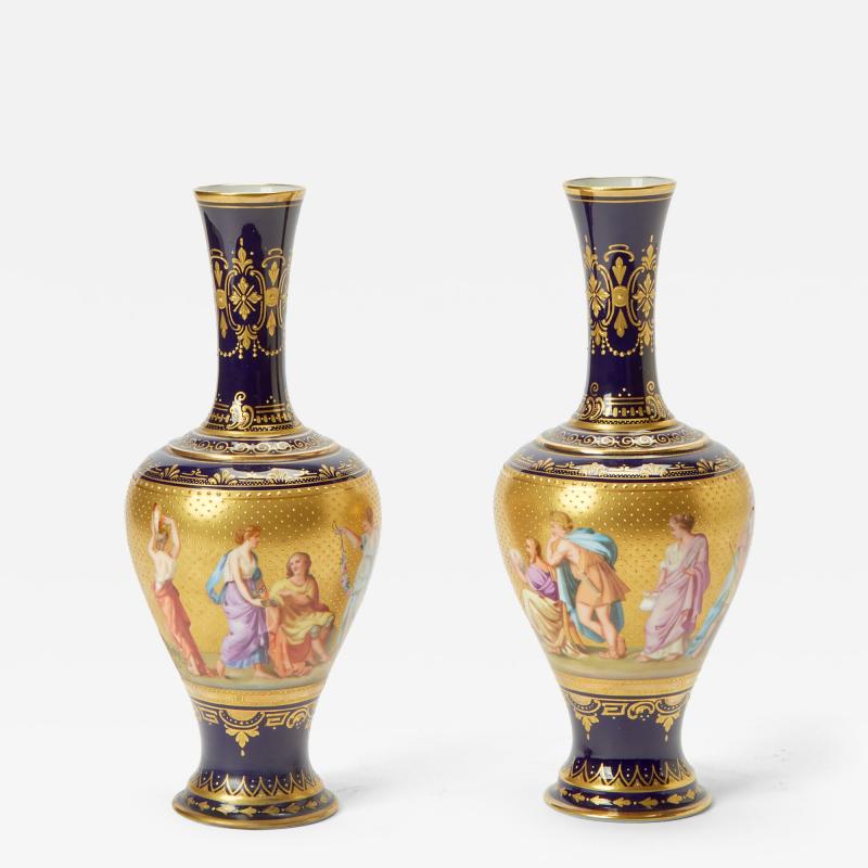 Antique Austrian Porcelain Gilt Cobalt Blue Ground Decorative Vase Circa 1915