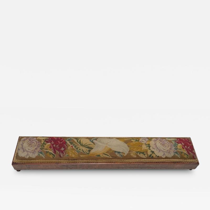 Antique Biedermeier Inlaid Needlepoint Sofa Long Footstool Ottoman