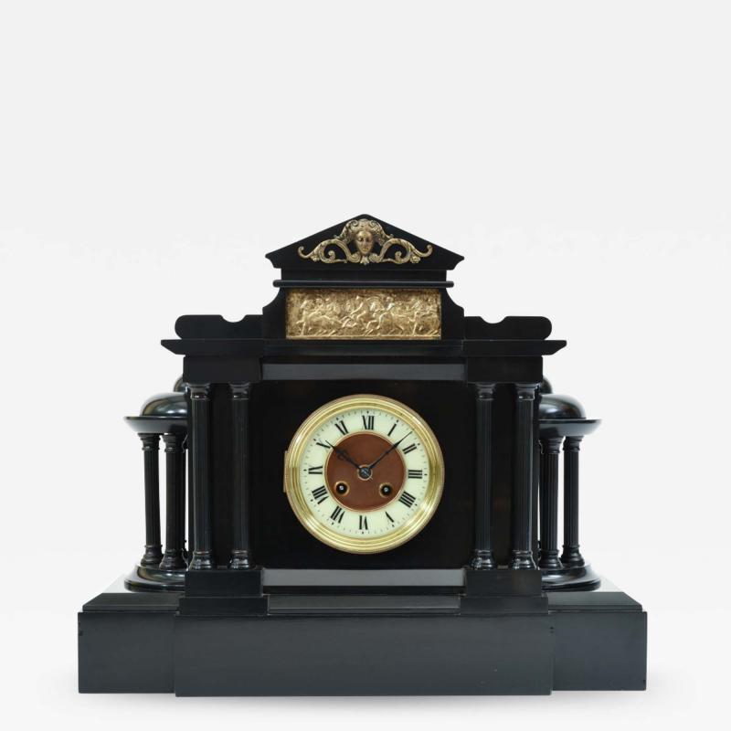 Antique Black Slate Classic Mantel or Desk Clock 