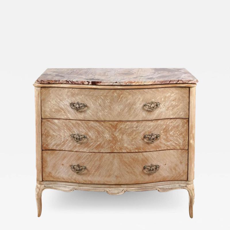 Antique Bleached Mahogany Marble Top Commode