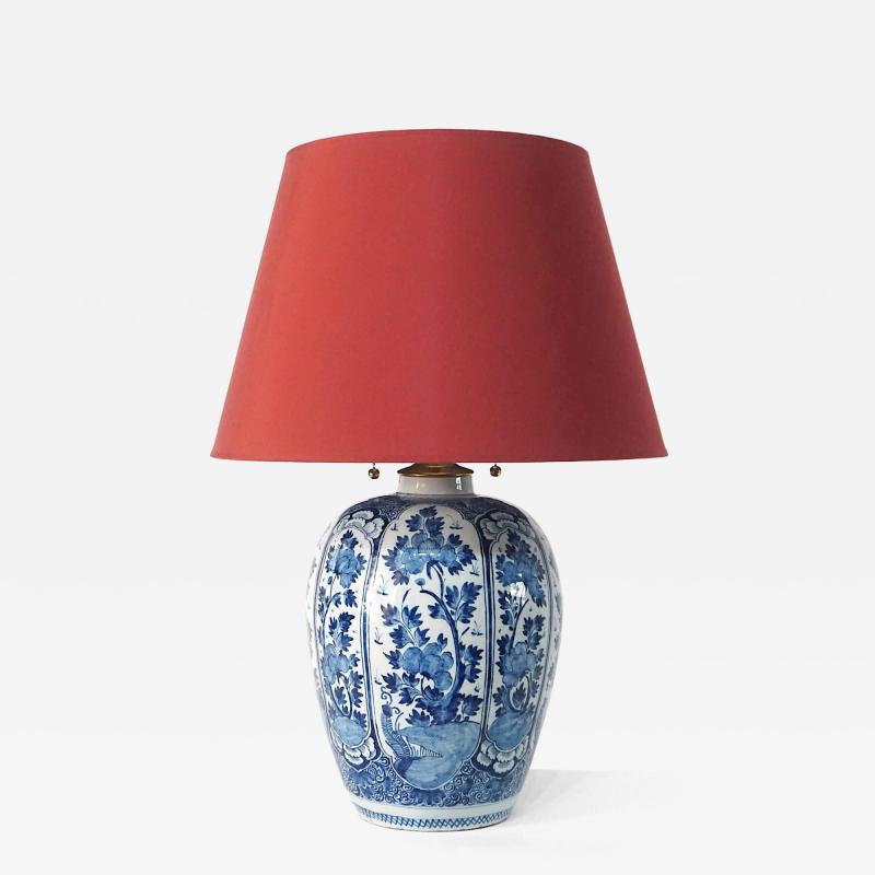 Antique Blue and White Dutch Delft Vase Table Lamp French Wired circa 1730