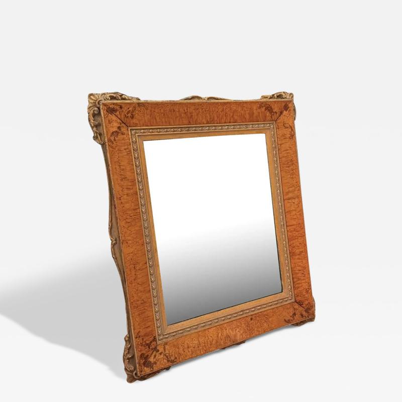 Antique Burl Walnut Giltwood Table Mirror
