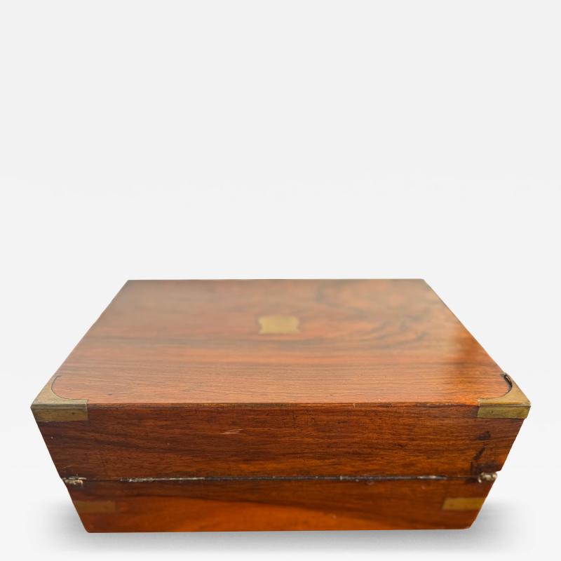 Antique Burl Walnut with Brass Accents English Traveling Writing Desk