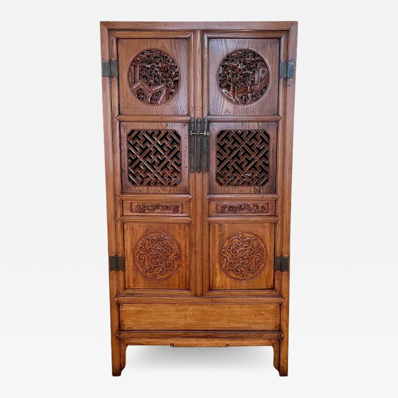 Antique Carved Japanese Armoire Tv Cabinet