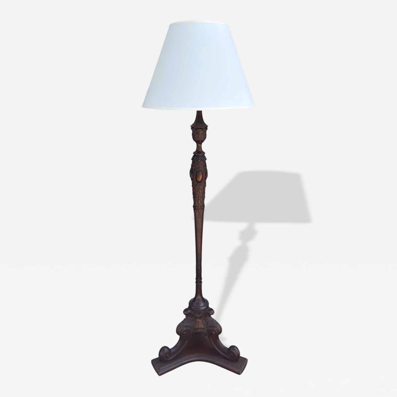 Antique Carved Mahogany Floor Lamp