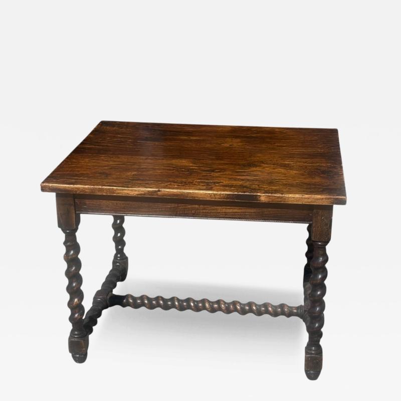 Antique Carved Walnut Barley Twist Side Table