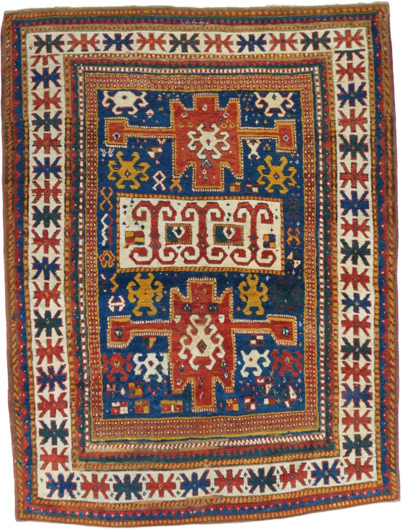 Antique Caucasian Kazak Borcholo Rug 4 9 x 6 3 