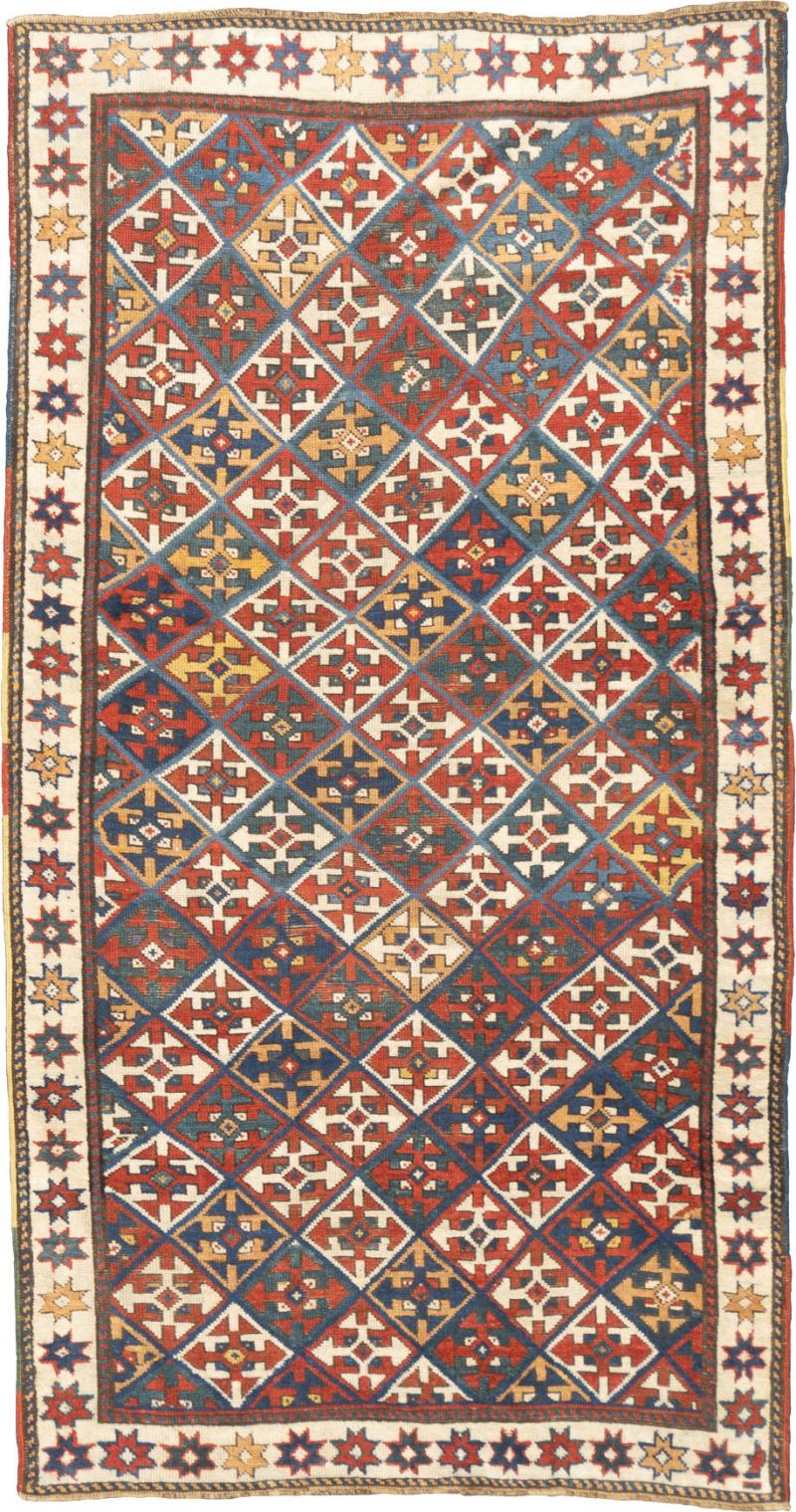 Antique Caucasian Kazak Rug 3 9 x 7 2 