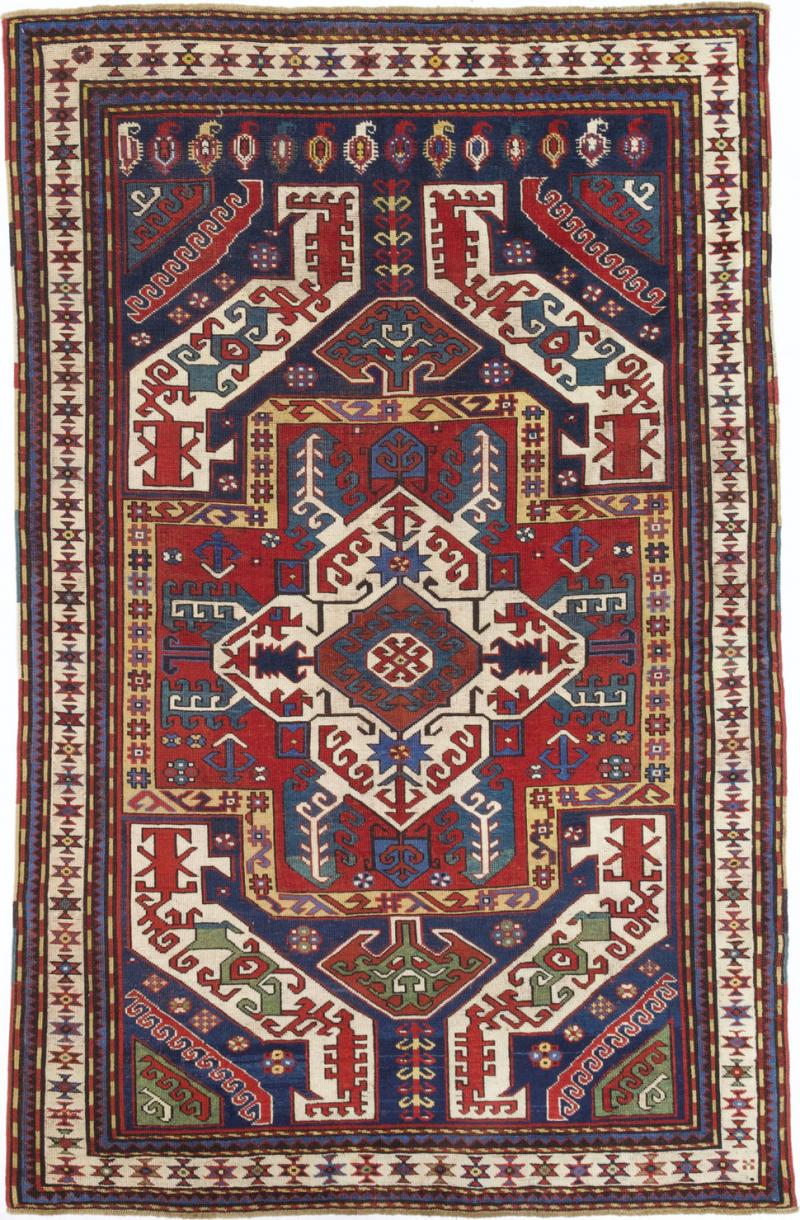 Antique Caucasian Kazak Rug 4 4 x 6 10 