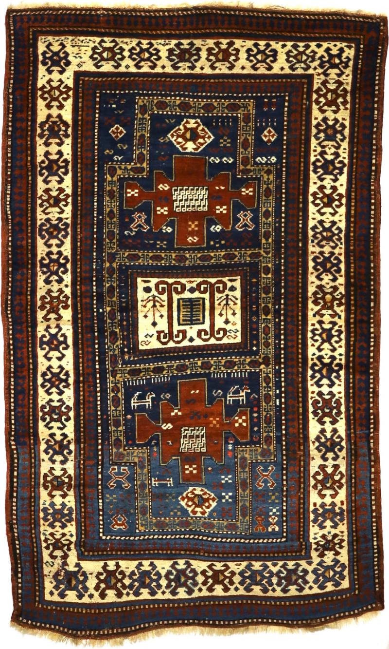 Antique Caucasian Kazak Rug 43 x 70 