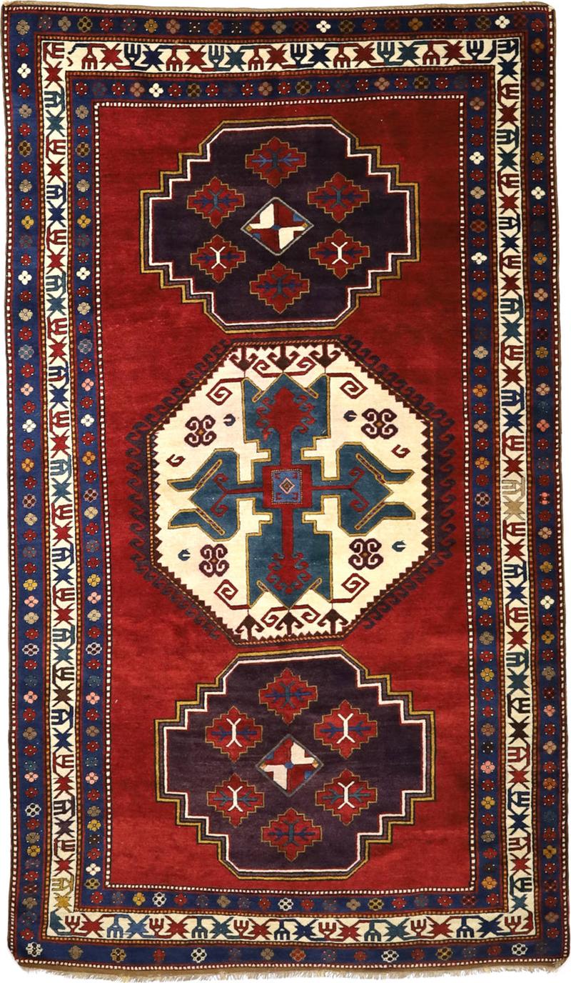 Antique Caucasian Kazak Rug 59 x 100 