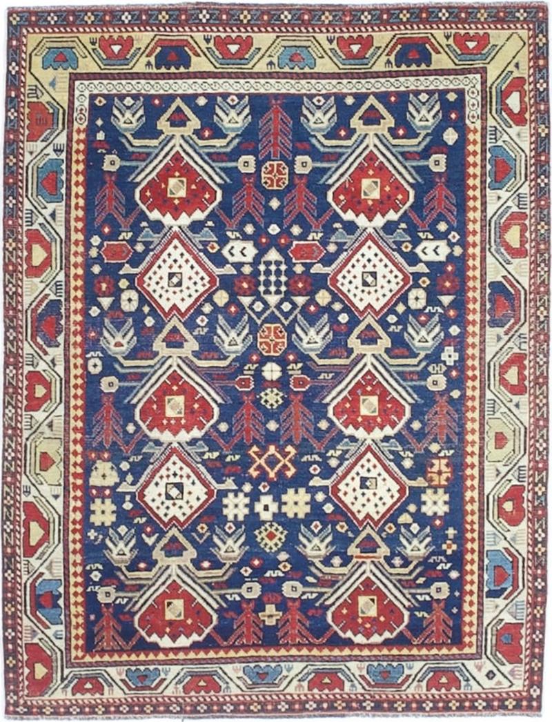 Antique Caucasian Kuba Rug 3 9 x 4 10 
