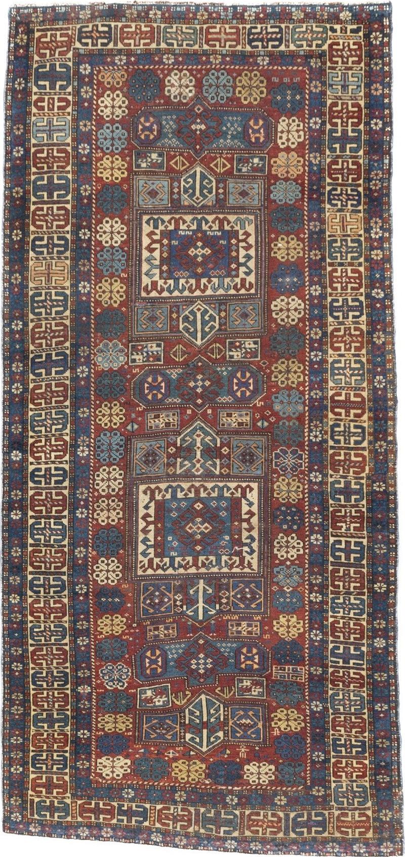 Antique Caucasian Kuba Rug 37 x 77 