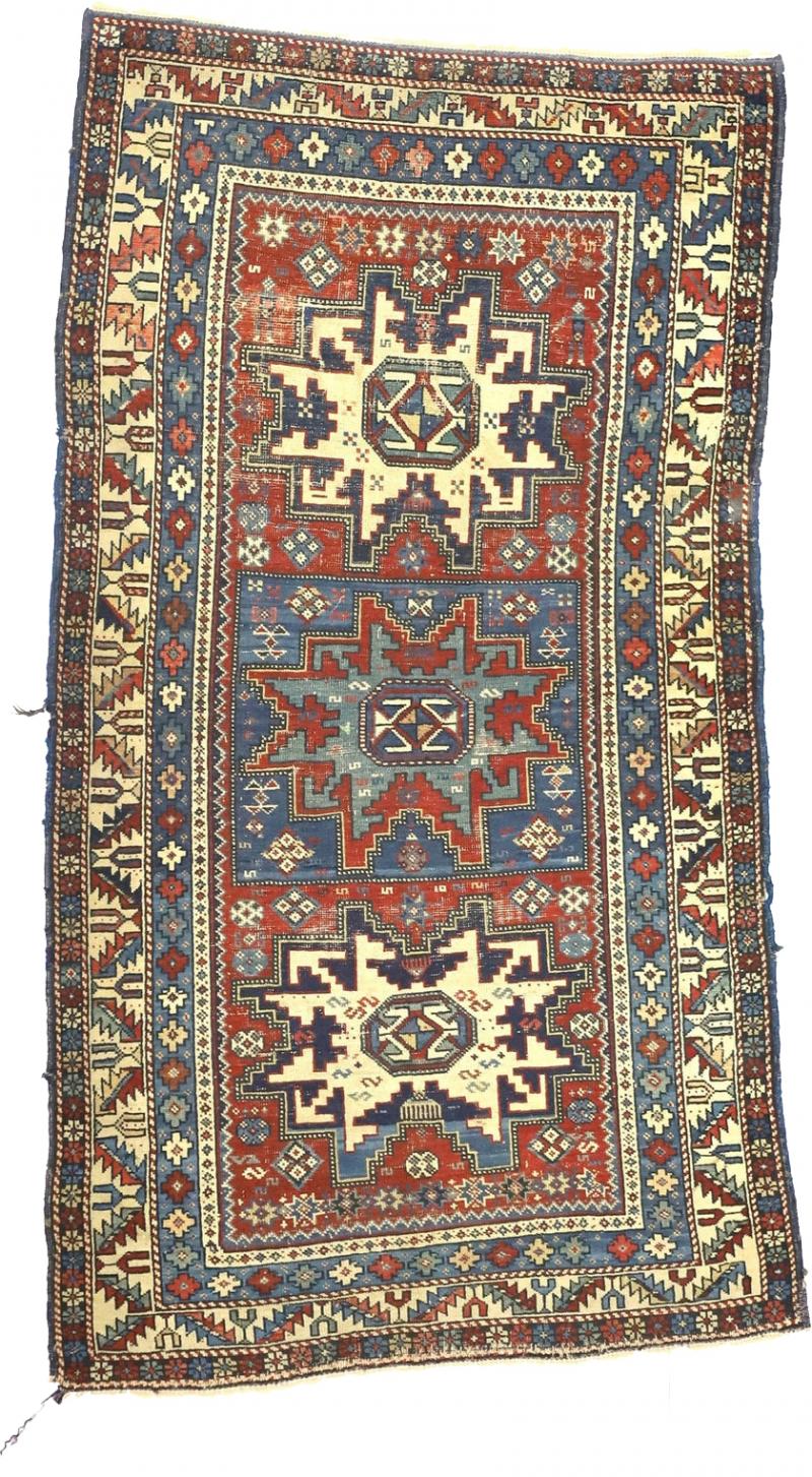 Antique Caucasian Lezgi Rug 31 x 57 
