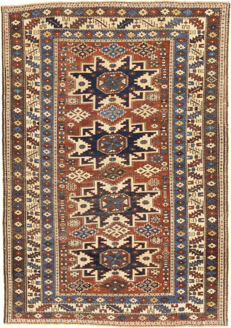 Antique Caucasian Lezgi Rug 37 x 52 