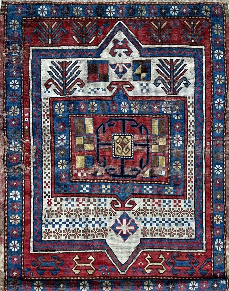 Antique Caucasian Shirvan Kazak Prayer Rug AS IS c 1880