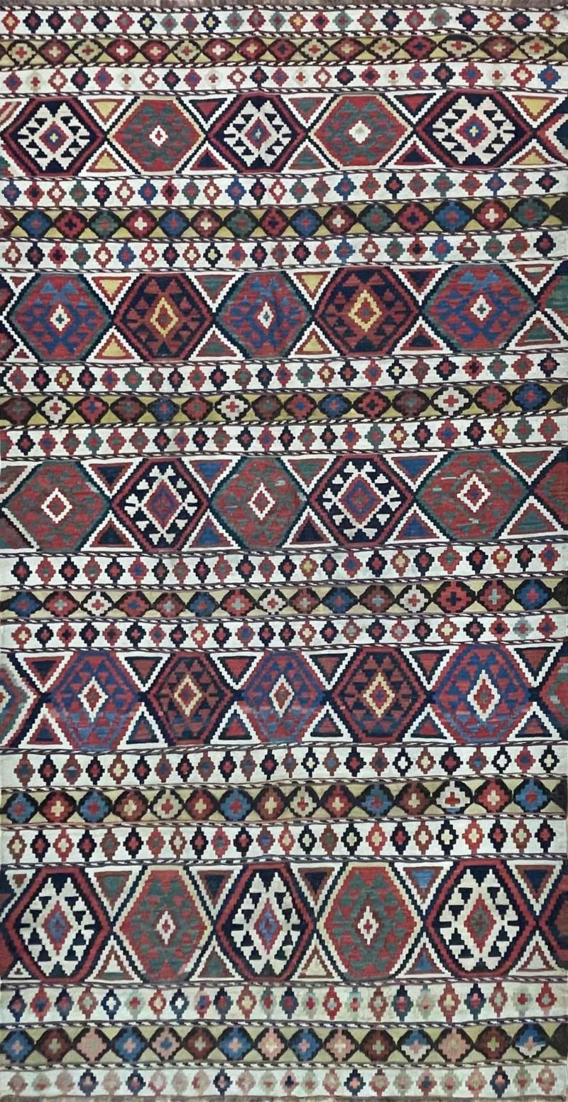 Antique Caucasian Shirvan Kilim 410 x 92 C 1880