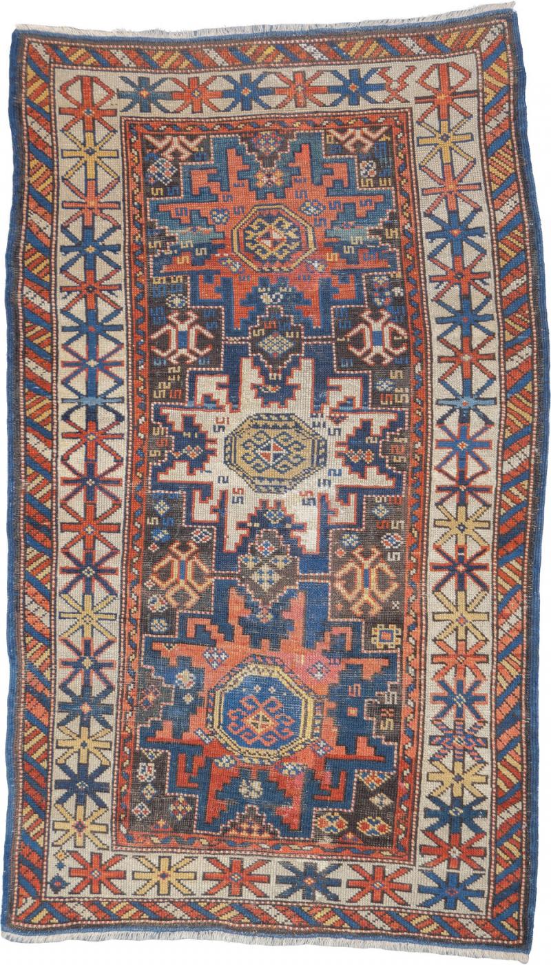 Antique Caucasian Shirvan Lezgi Design Rug 2 10 x 4 10 